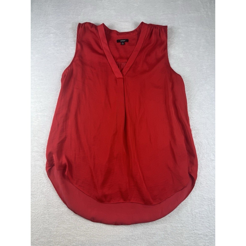 Alfani Womens Red Sleeveless Split Neck Blouse Top XL Career Sophisticated